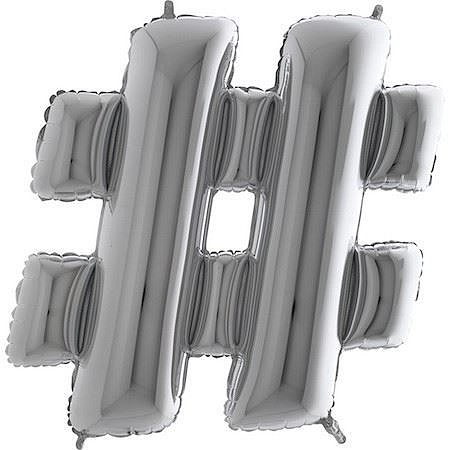 Balónek fóliový # Znak STŘÍBRNÝ - SILVER 102cm