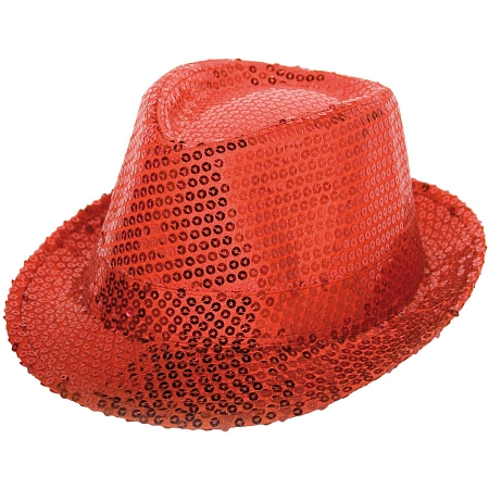 Klobouk červený s flitry - disco - 80.léta