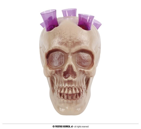 Dekorace plastová lebka s panáky - Halloween 20 cm