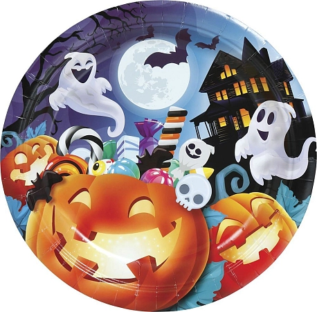 Papírové talíře dýně - pumkin - Halloween - 6 ks -  23 cm