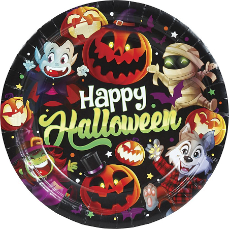 Papírové talíře Happy Halloween - monster - strašidla - 23 cm - 6 ks