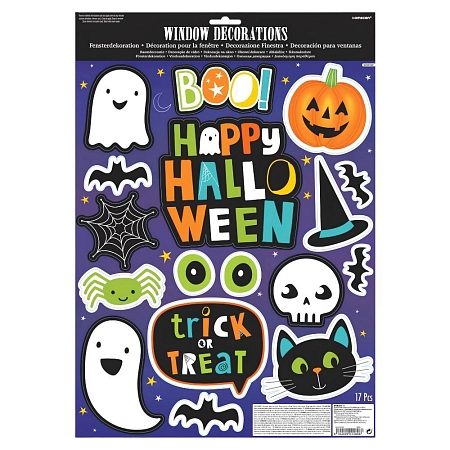 Dekorace nálepky na okno Happy Halloween - 16 ks