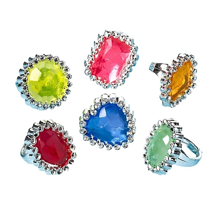Plastové prstýnky - princezna - mix - 2,3 x 1,7 cm - 18 ks