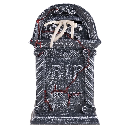 Náhrobek s pohyblivou rukou kostlivce - Halloween