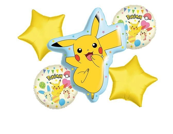 Sada fóliových balónků Pokémon - Pikachu - 5ks