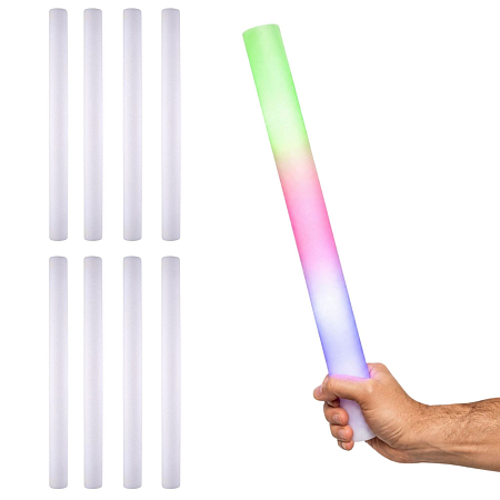 Párty LED pěnová tyč se světlem - barevná - rainbow - duha - 48 cm - 9 ks