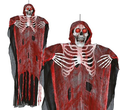 Dekorace závěsný kostlivec - pohyblivý se zvukem - Halloween - 175 cm