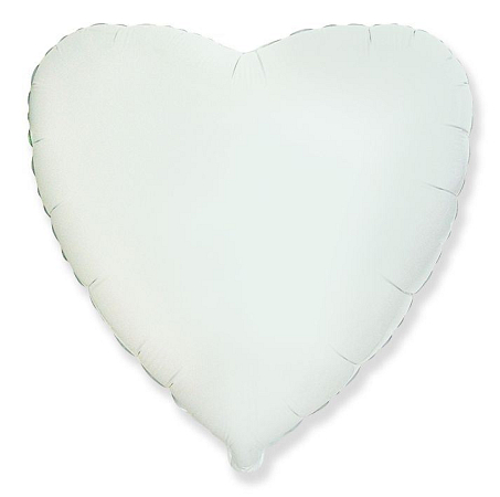 Balón foliový 45 cm  Srdce bílé - Valentýn / Svatba