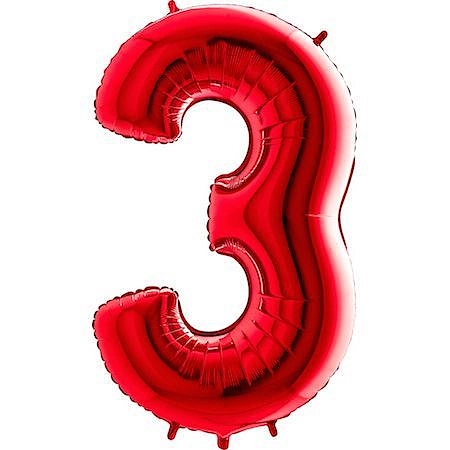 Balón foliový číslice ČERVENÁ - RED 102 cm - 3