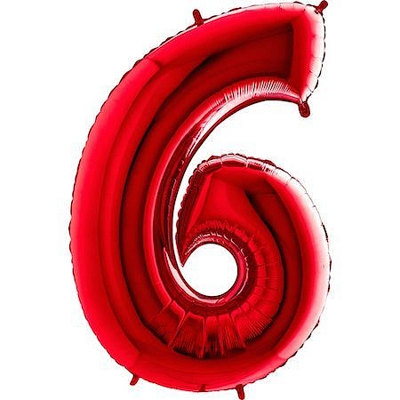 Balón foliový číslice ČERVENÁ - RED 102 cm - 6