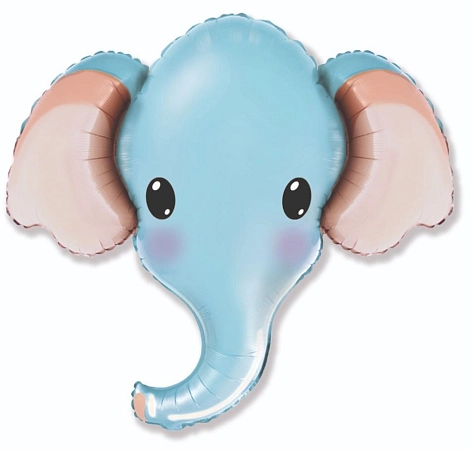 Fóliový balónek Slon - modrý - safari - Baby shower - 81 cm