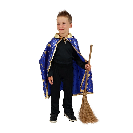 Kostým čaroděj - kouzelník - modrý plášť s hvězdami čarodějnice / Halloween