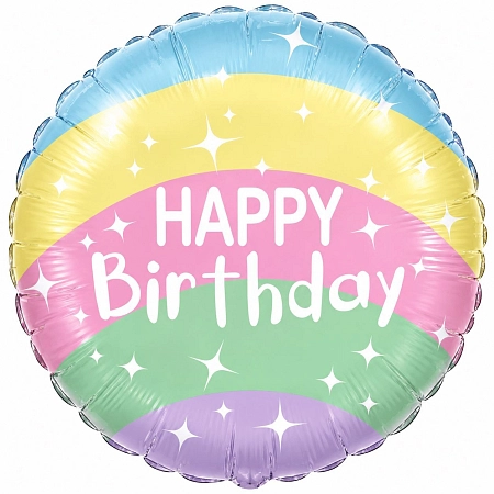Fóliový balónek Happy Birthday - pastelový kulatý - narozeniny - 45 cm