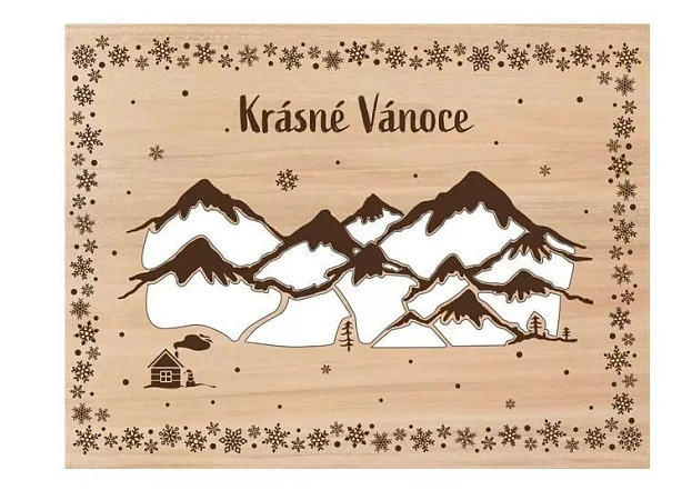 Velká dřevěná kapsa na peníze - Hory - Krásné Vánoce
