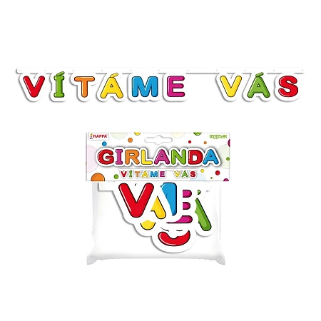 Girlanda papírová - VÍTÁME VÁS - 128 cm