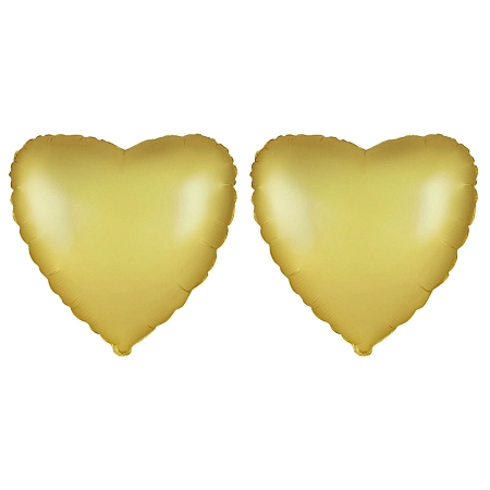 Balón foliový 45 cm Srdce PASTELOVÉ ZLATÉ - Valentýn / Svatba - 2 ks