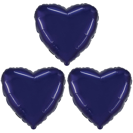 Balón foliový 45 cm  Srdce fialové - Valentýn / Svatba - 3 ks