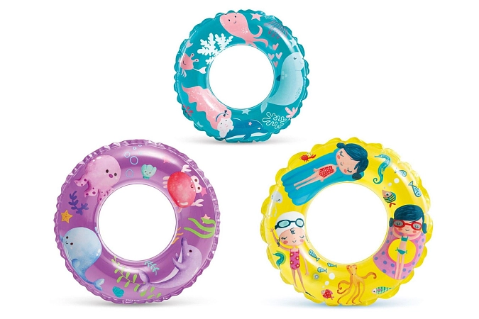 Nafukovací kruh vodní svět - žlutý - 61 cm (6-10 let)