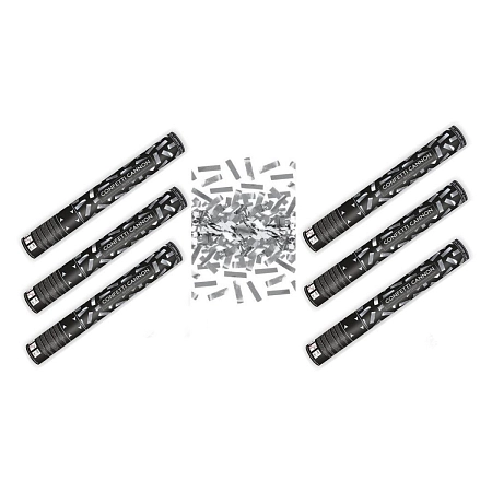 SADA Konfety 40cm STŘÍBRNÉ METALICKÉ - Silvestr - 6 ks