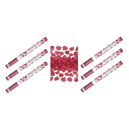 SADA Konfety svatební 60 cm 6 ks RUDĚ ČERVENÉ OKVĚTNÍ  LÍSTKY