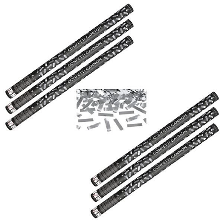 SADA Konfety 80cm STŘÍBRNÉ METALICKÉ - Silvestr - 6 ks