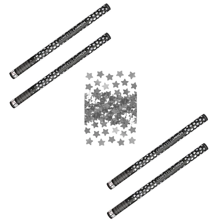 SADA Konfety 80 cm  STŘÍBRNÉ hvězdičky 4 ks - Silvestr