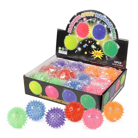 Skákací míček s ostny se zvukem a světlem  - 6,5 cm - 1 ks