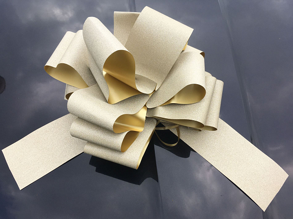Mega mašle na auto, 35 cm  zlatá - gold