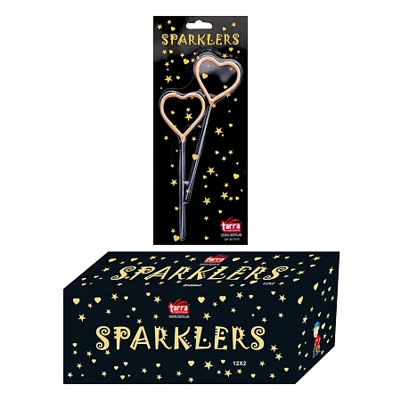 Prskavky ve tvaru zlaté srdce - srdíčka - box - 24 ks - Valentýn - Svatba