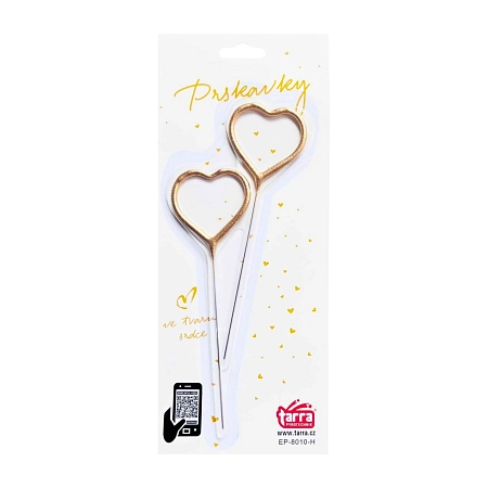 Prskavky ve tvaru srdce - srdíčka - 2 ks / 16,5cm - Valentýn - Svatba