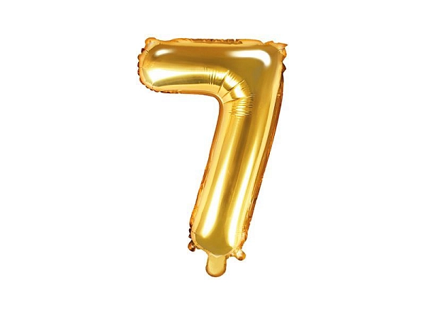 Balón foliový číslice ZLATÁ  35 cm - 7 ( NELZE PLNIT HELIEM )