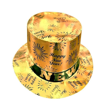 Klobouk - cylindr zlatý HAPPY NEW YEAR - Silvestr