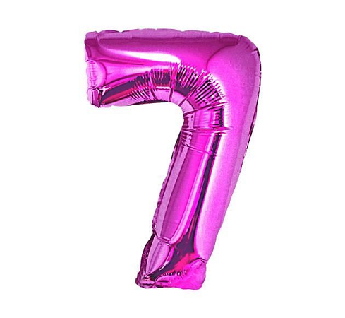 Balón foliový číslice RŮŽOVÁ 35 cm - 7  ( NELZE PLNIT HELIEM )