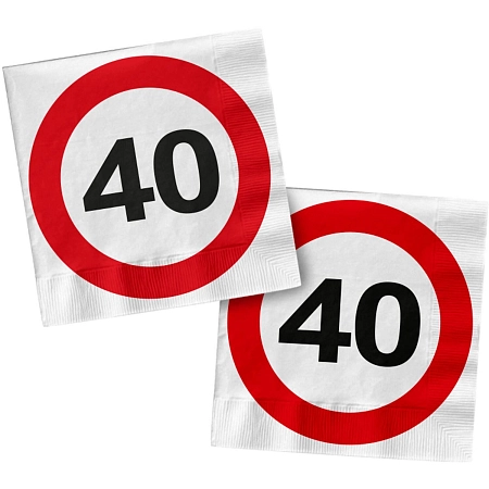 Ubrousky dopravní značka - 40 let - 33 x 33 cm - 16 ks/ bal.