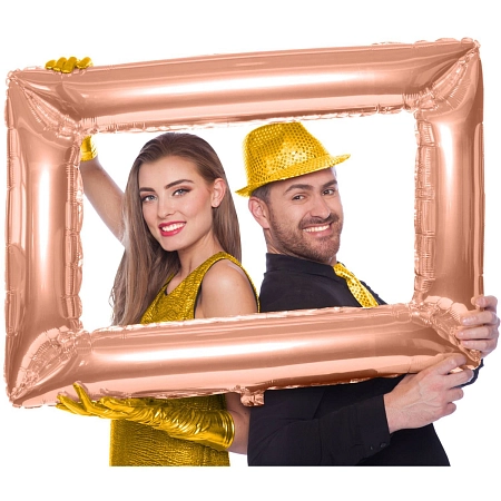 Fóliový balonek - selfie rámeček - fotokoutek  - Rose Gold  -85x60cm