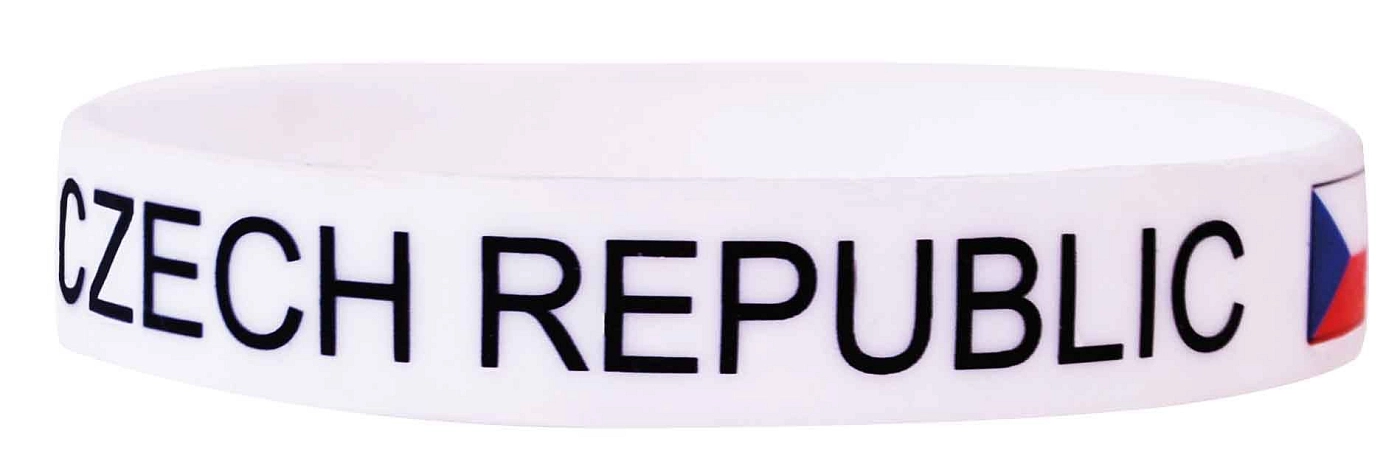 Silikonový náramek hokej - Czech Republic - bílý - ČR fanoušek - 1 ks