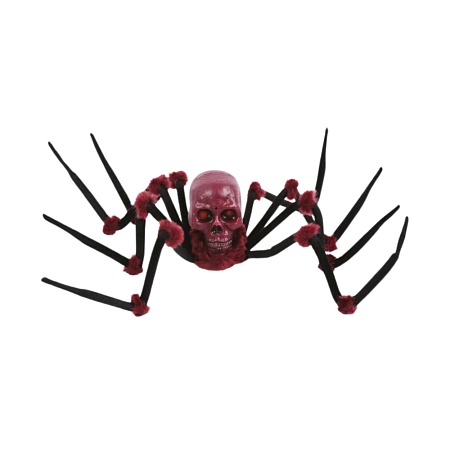 Dekorace pavouk s lebkou - pohyblivá se zvukem a světlem - Halloween
