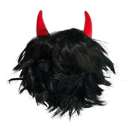 Paruka čert černá s rohy a vlasy