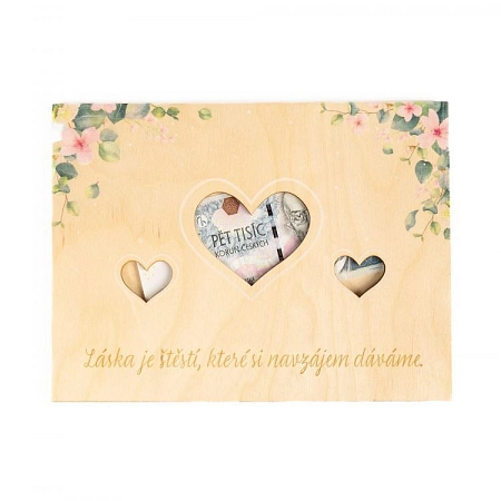 Kapsa dřevěná na peníze barevná - svatba