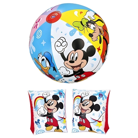 Sada nafukovací rukávky a míč Myšák - Mickey Mouse - 2 ks