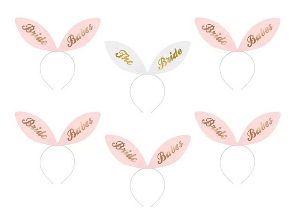 Sada Bride - čelenky králičí uši - Budoucí něvěsta - Rozlučka se svobodou - 6 ks