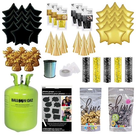 Mega párty sada k výzdobě plesu - zlato černá - 200ks