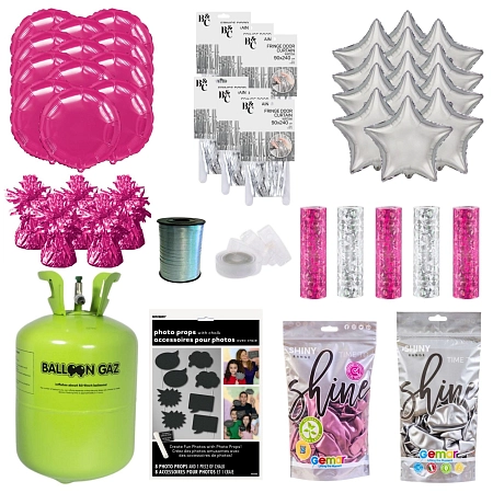 Mega párty sada k výzdobě plesu – stříbrno růžová - 145ks