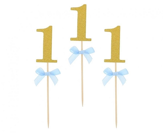 Zapichovátka do cupcaku 1. narozeniny - kluk - modré - 10 ks