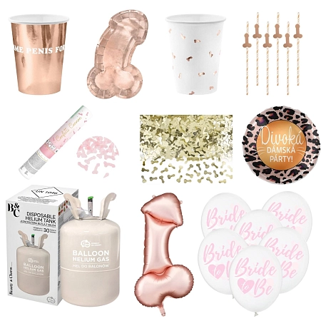 Mega párty sada na rozlučku se svobodou s balónky a heliem – motiv penisu - 53 ks