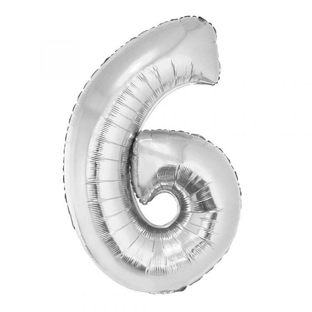 Balón foliový číslice STŘÍBRNÁ - SILVER 102 cm - 6