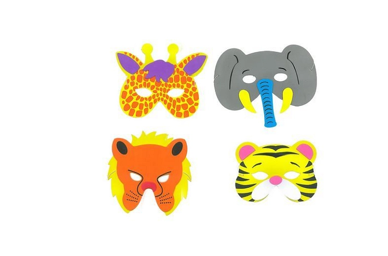 Maska - škraboška zvířátko - safari - 2 ks v sáčku