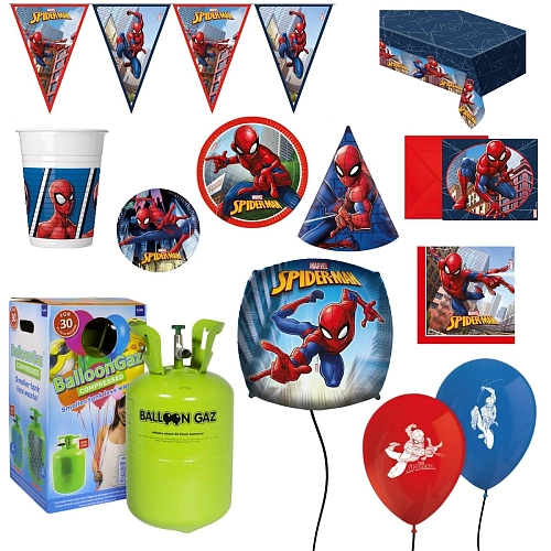 Dětská narozeninová sada Spiderman s balónky a heliem - 10 osob