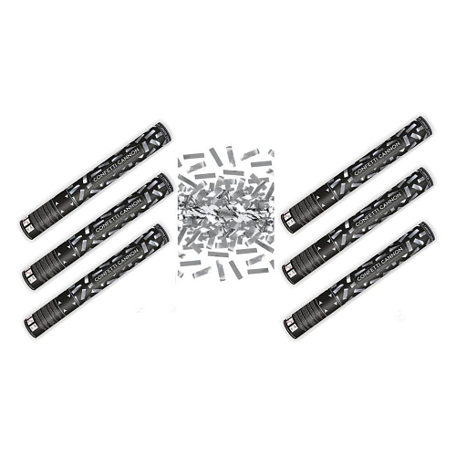 SADA Konfety 40cm STŘÍBRNÉ METALICKÉ - Silvestr - 6 ks