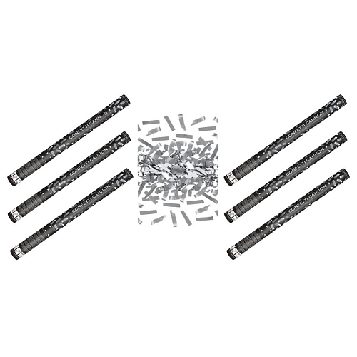 SADA Konfety 60cm STŘÍBRNÉ METALICKÉ - Silvestr - 6 ks